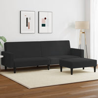 Divano Letto a 2 Posti con Poggiapiedi Nero in Vellutocod mxl 114733