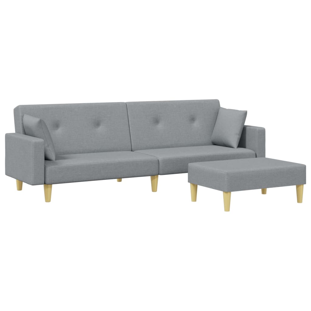 Divano Letto a 2 Posti con Poggiapiedi-Sofa Letto 2 Posti-Daybed Grigio Chiaro in Tessuto 803763