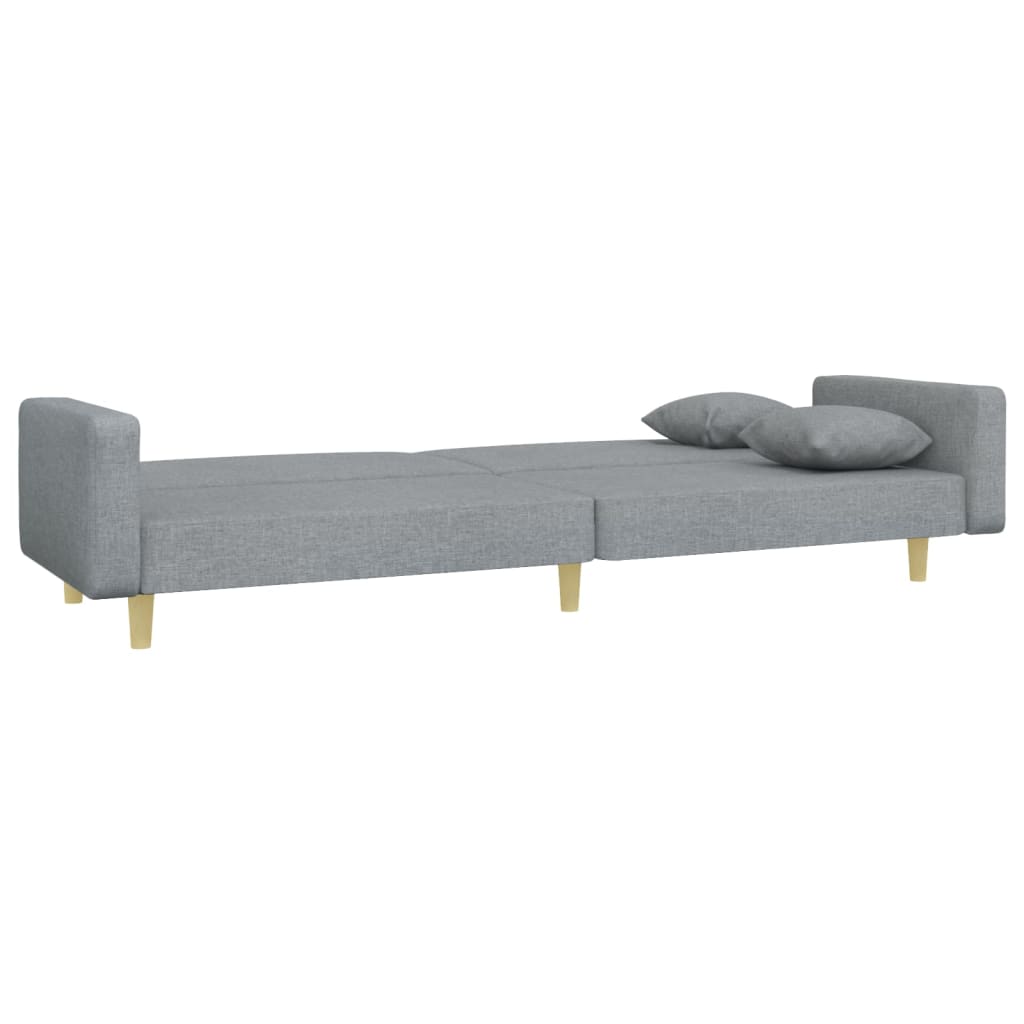 Divano Letto a 2 Posti con Poggiapiedi-Sofa Letto 2 Posti-Daybed Grigio Chiaro in Tessuto 803763