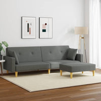 Divano Letto 2 Posti con Poggiapiedi Grigio Scuro in Tessuto 3216241