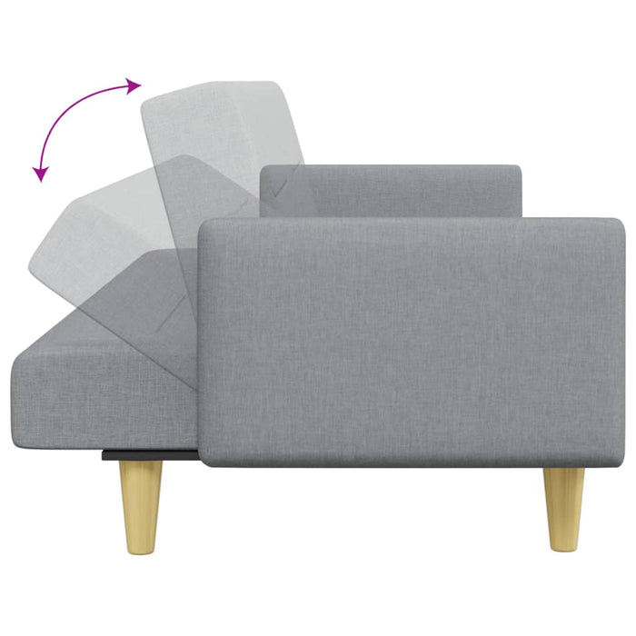 Divano Letto a 2 Posti con Poggiapiedi-Sofa Letto 2 Posti-Daybed Grigio Chiaro in Tessuto 895934