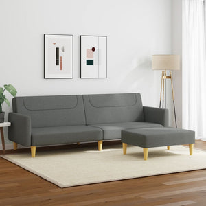 Divano Letto 2 Posti con Poggiapiedi Grigio Scuro in Tessutocod mxl 90766