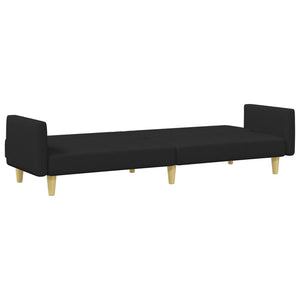 Divano Letto a 2 Posti con Poggiapiedi-Sofa Letto 2 Posti-Daybed Nero in Tessuto 268239