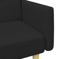 Divano Letto a 2 Posti con Poggiapiedi-Sofa Letto 2 Posti-Daybed Nero in Tessuto 268239