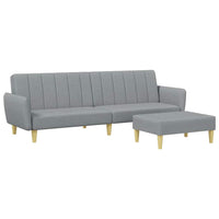 Divano Letto a 2 Posti con Poggiapiedi-Sofa Letto 2 Posti-Daybed Grigio Chiaro in Tessuto 871708