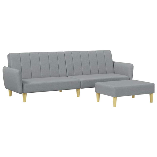 Divano Letto a 2 Posti con Poggiapiedi-Sofa Letto 2 Posti-Daybed Grigio Chiaro in Tessuto 871708