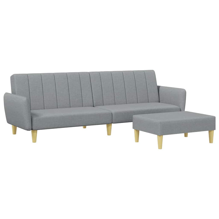 Divano Letto a 2 Posti con Poggiapiedi-Sofa Letto 2 Posti-Daybed Grigio Chiaro in Tessuto 871708