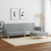 Divano Letto a 2 Posti con Poggiapiedi-Sofa Letto 2 Posti-Daybed Grigio Chiaro in Tessuto 871708