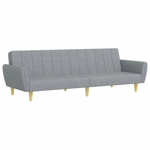 Divano Letto a 2 Posti con Poggiapiedi Grigio Chiaro in Tessuto 3216246