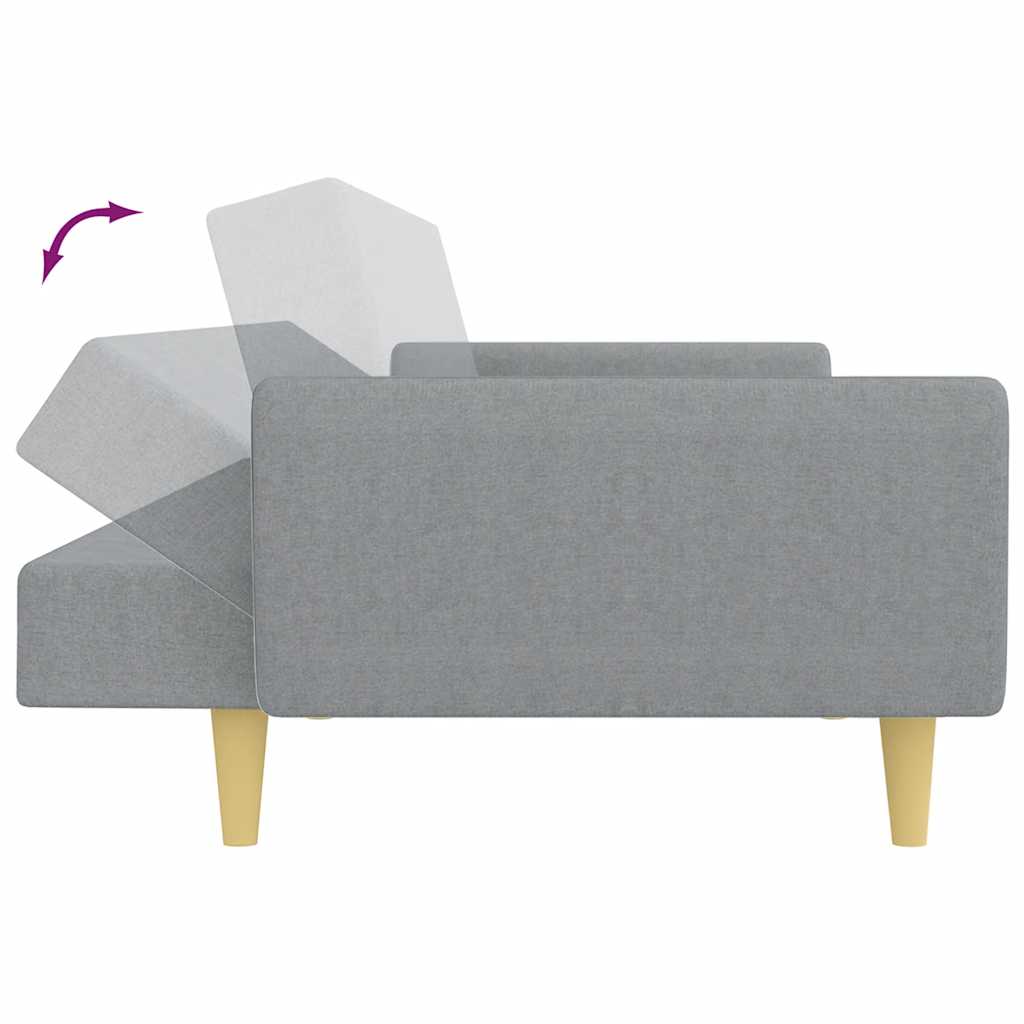 Divano Letto a 2 Posti con Poggiapiedi Grigio Chiaro in Tessuto 3216246