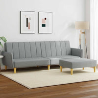 Divano Letto a 2 Posti con Poggiapiedi-Sofa Letto 2 Posti-Daybed Grigio Chiaro in Tessuto 871708