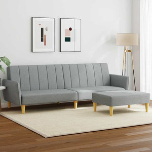 Divano Letto a 2 Posti con Poggiapiedi-Sofa Letto 2 Posti-Daybed Grigio Chiaro in Tessuto 871708
