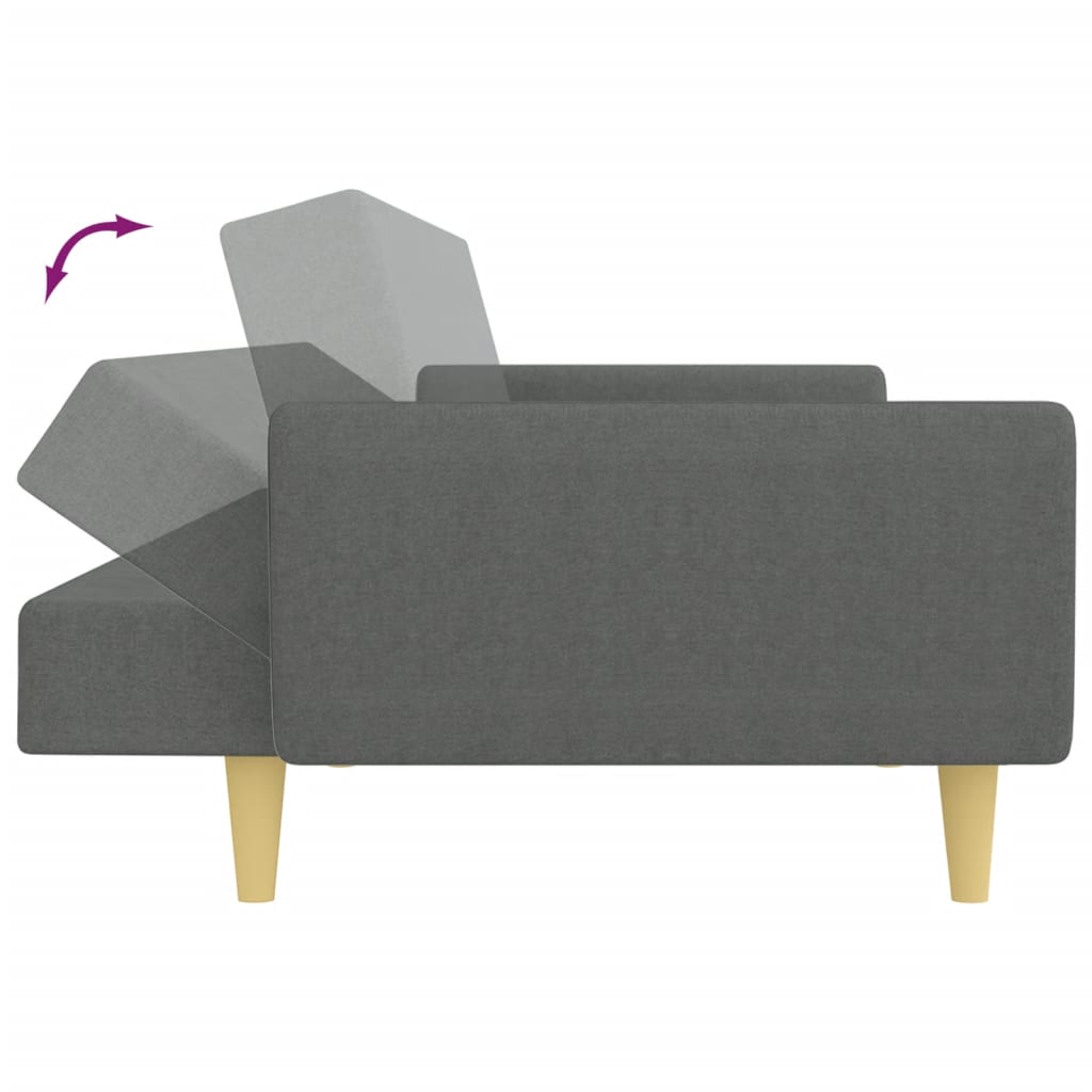 Divano Letto 2 Posti con Poggiapiedi-Sofa Letto 2 Posti-Daybed Grigio Scuro in Tessuto 853607