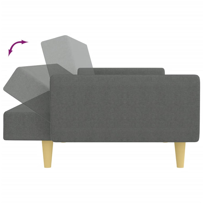 Divano Letto 2 Posti con Poggiapiedi-Sofa Letto 2 Posti-Daybed Grigio Scuro in Tessuto 853607
