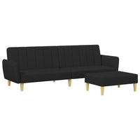 Divano Letto a 2 Posti con Poggiapiedi-Sofa Letto 2 Posti-Daybed Nero in Tessuto 491478