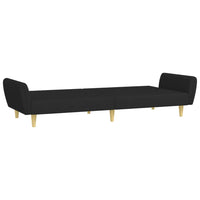 Divano Letto a 2 Posti con Poggiapiedi-Sofa Letto 2 Posti-Daybed Nero in Tessuto 491478