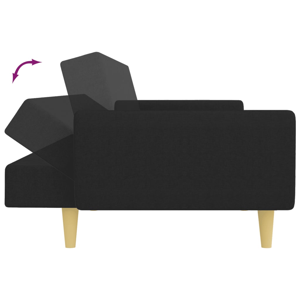 Divano Letto a 2 Posti con Poggiapiedi-Sofa Letto 2 Posti-Daybed Nero in Tessuto 491478