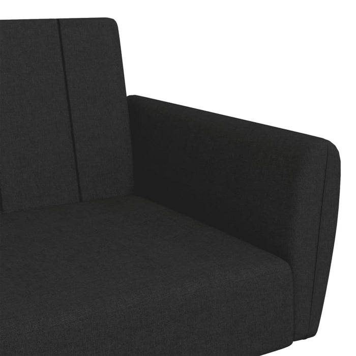 Divano Letto a 2 Posti con Poggiapiedi-Sofa Letto 2 Posti-Daybed Nero in Tessuto 491478
