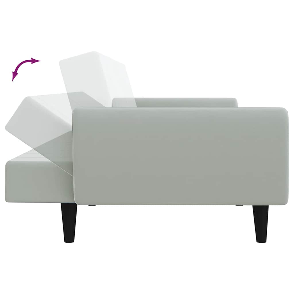 Divano Letto a 2 Posti con Poggiapiedi-Sofa Letto 2 Posti-Daybed Grigio Chiaro in Velluto 973531