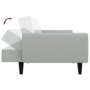 Divano Letto a 2 Posti con Poggiapiedi-Sofa Letto 2 Posti-Daybed Grigio Chiaro in Velluto 973531