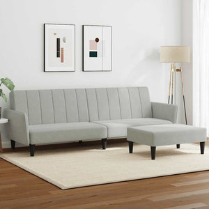 Divano Letto a 2 Posti con Poggiapiedi-Sofa Letto 2 Posti-Daybed Grigio Chiaro in Velluto 973531