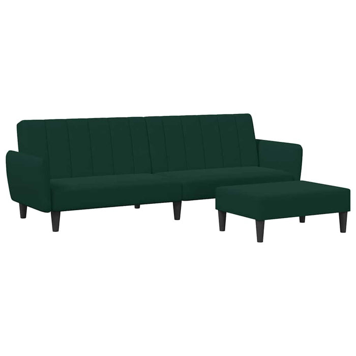Divano Letto a 2 Posti con Poggiapiedi-Sofa Letto 2 Posti-Daybed Verde Scuro in Velluto 315199