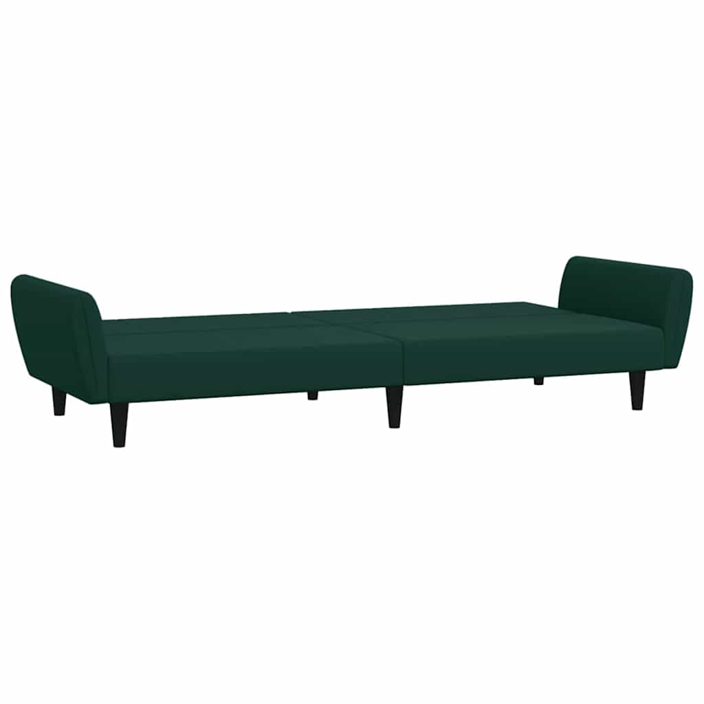 Divano Letto a 2 Posti con Poggiapiedi-Sofa Letto 2 Posti-Daybed Verde Scuro in Velluto 315199