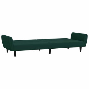Divano Letto a 2 Posti con Poggiapiedi-Sofa Letto 2 Posti-Daybed Verde Scuro in Velluto 315199