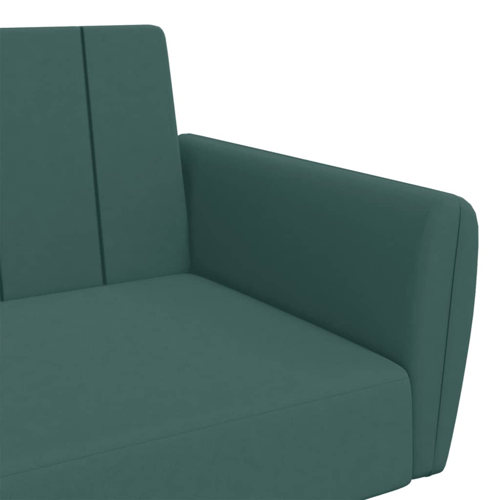 Divano Letto a 2 Posti con Poggiapiedi Verde Scuro in Velluto 3216252