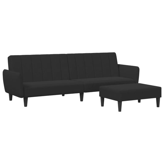 Divano Letto a 2 Posti con Poggiapiedi Nero in Vellutocod mxl 115482