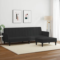 Divano Letto a 2 Posti con Poggiapiedi Nero in Vellutocod mxl 115482