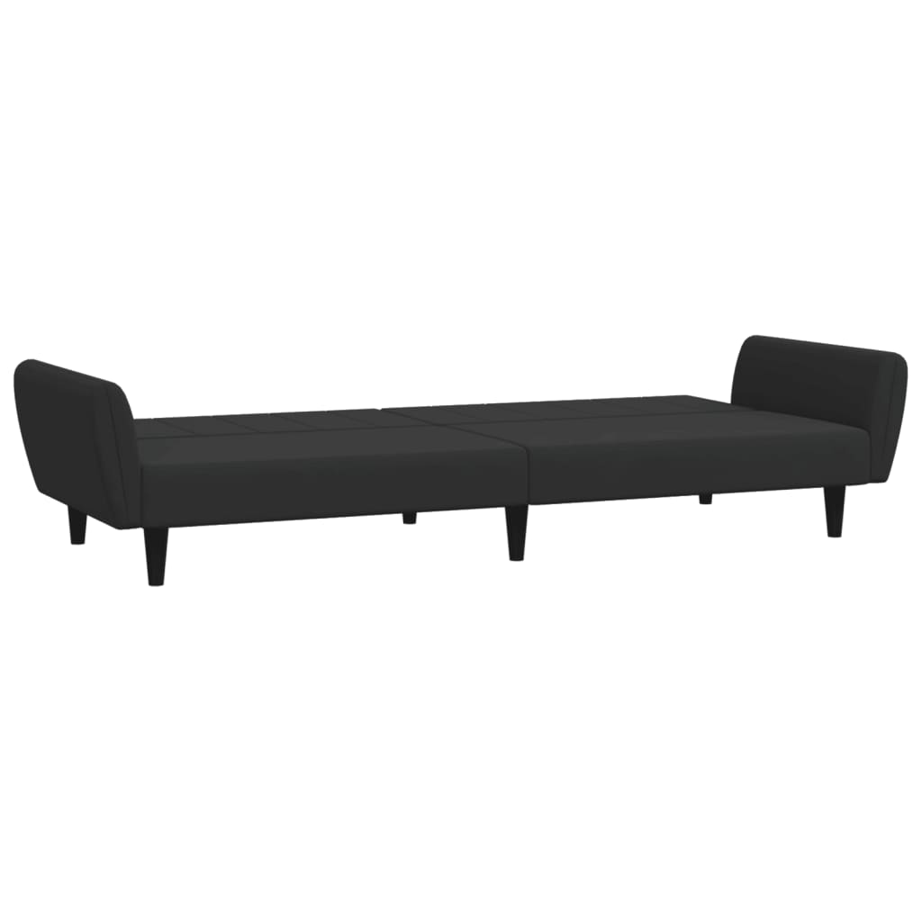 Divano Letto a 2 Posti con Poggiapiedi-Sofa Letto 2 Posti-Daybed Nero in Velluto 700098