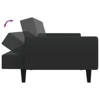 Divano Letto a 2 Posti con Poggiapiedi-Sofa Letto 2 Posti-Daybed Nero in Velluto 700098