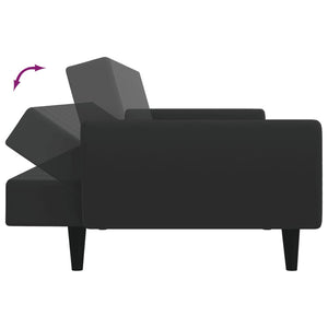 Divano Letto a 2 Posti con Poggiapiedi-Sofa Letto 2 Posti-Daybed Nero in Velluto 700098