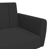Divano Letto a 2 Posti con Poggiapiedi-Sofa Letto 2 Posti-Daybed Nero in Velluto 700098