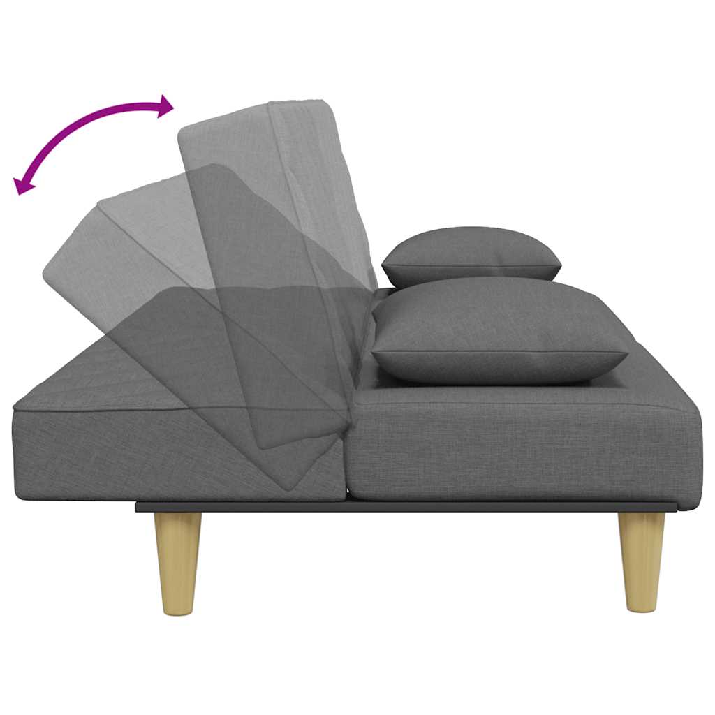 Divano Letto 2Posti Cuscini e Poggiapiedi-Sofa Letto 2 Posti-Daybed Grigio Scuro Tessuto