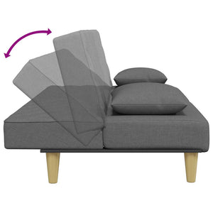 Divano Letto 2Posti Cuscini e Poggiapiedi-Sofa Letto 2 Posti-Daybed Grigio Scuro Tessuto