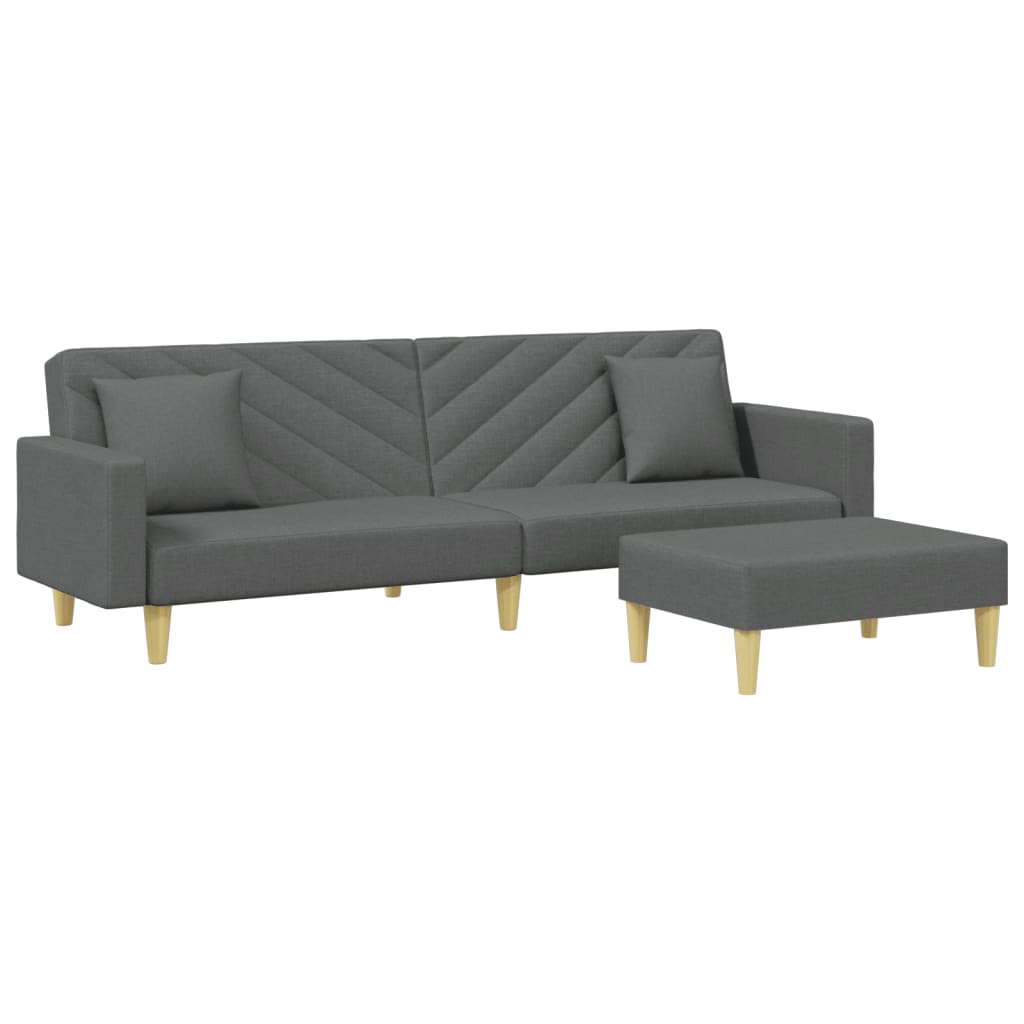 Divano Letto 2Posti Cuscini e Poggiapiedi Grigio Scuro Tessutocod mxl 91590