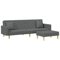 Divano Letto 2Posti Cuscini e Poggiapiedi Grigio Scuro Tessutocod mxl 91590