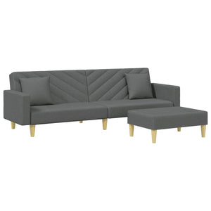 Divano Letto 2Posti Cuscini e Poggiapiedi Grigio Scuro Tessutocod mxl 91590