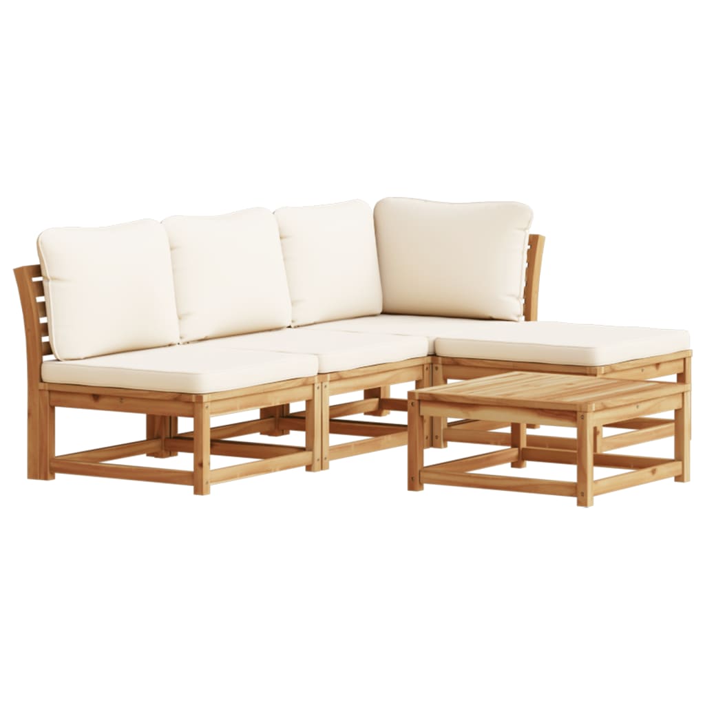 Set Salotto da Giardino 5 pz con Cuscini Legno Massello Acacia