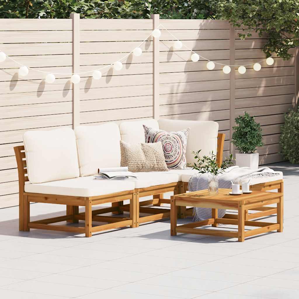 Set Salotto da Giardino 5 pz con Cuscini Legno Massello Acacia 3214285