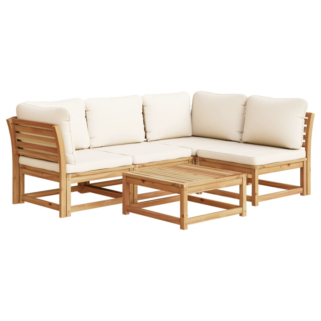 Set Salotto da Giardino 5 pz con Cuscini Legno Massello Acacia