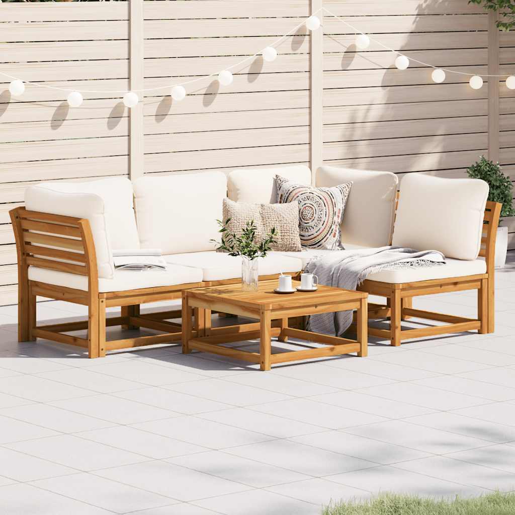 Set Salotto da Giardino 5 pz con Cuscini Legno Massello Acacia 3214302