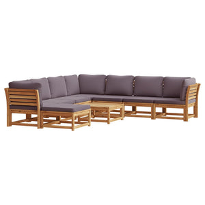 Set Salotto Giardino 9 pz con Cuscini Legno Massello di Acacia