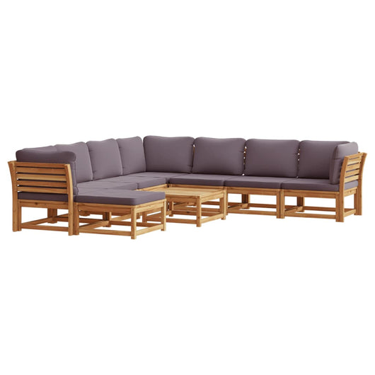 Set Salotto Giardino 9 pz con Cuscini Legno Massello di Acacia