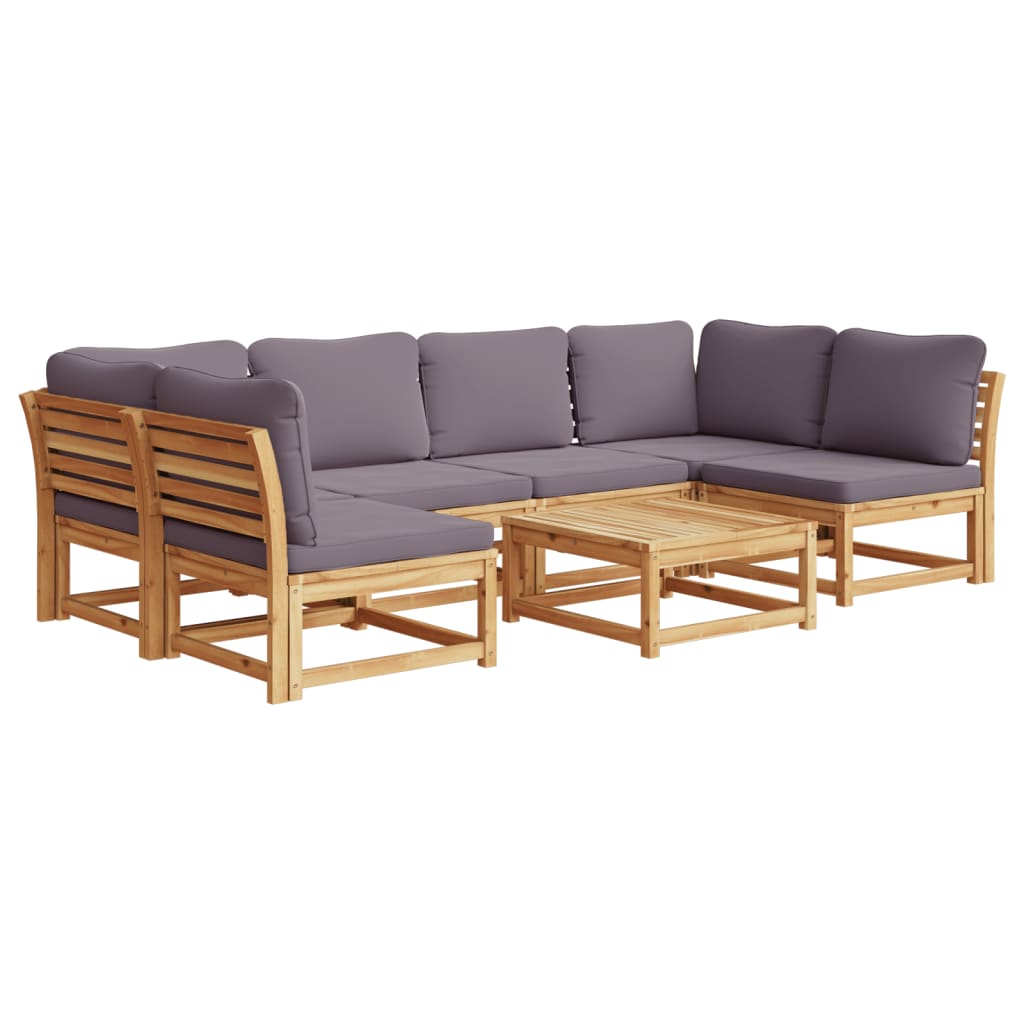 Set Salotto da Giardino 7 pz con Cuscini Legno Massello Acacia