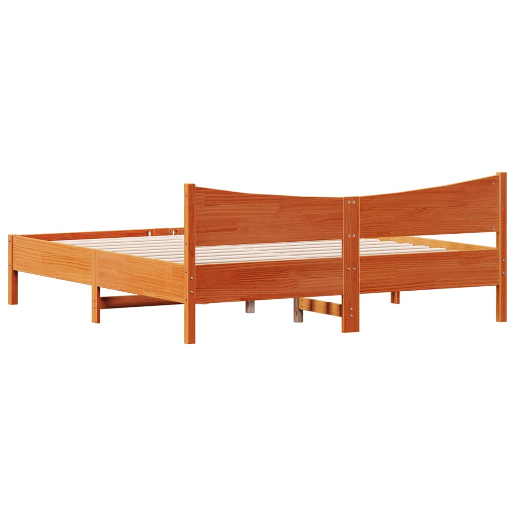 Giroletto senza Materasso-Struttura Letto Marrone Cera 200x200 cm Legno di Pino 218415