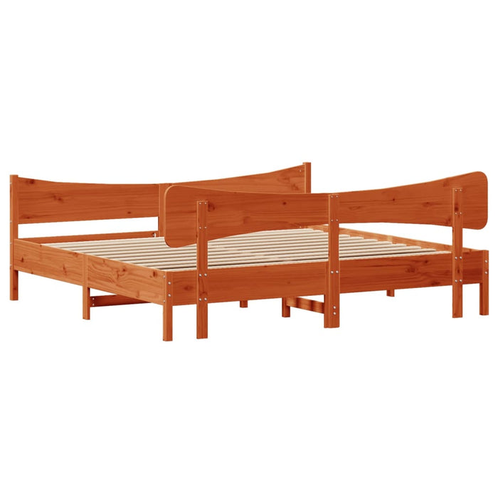 Giroletto senza Materasso-Struttura Letto Marrone Cera 200x200 cm Legno di Pino 943944