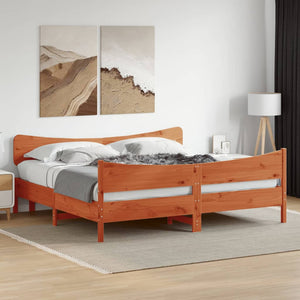 Giroletto senza Materasso-Struttura Letto Marrone Cera 200x200 cm Legno di Pino 943944